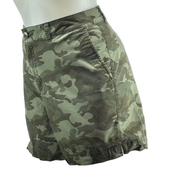 VANILLASTAR Women's Shorts Green Camouflage Mid Rise Cotton Pockets Zip Size 17 - Picture 3 of 13